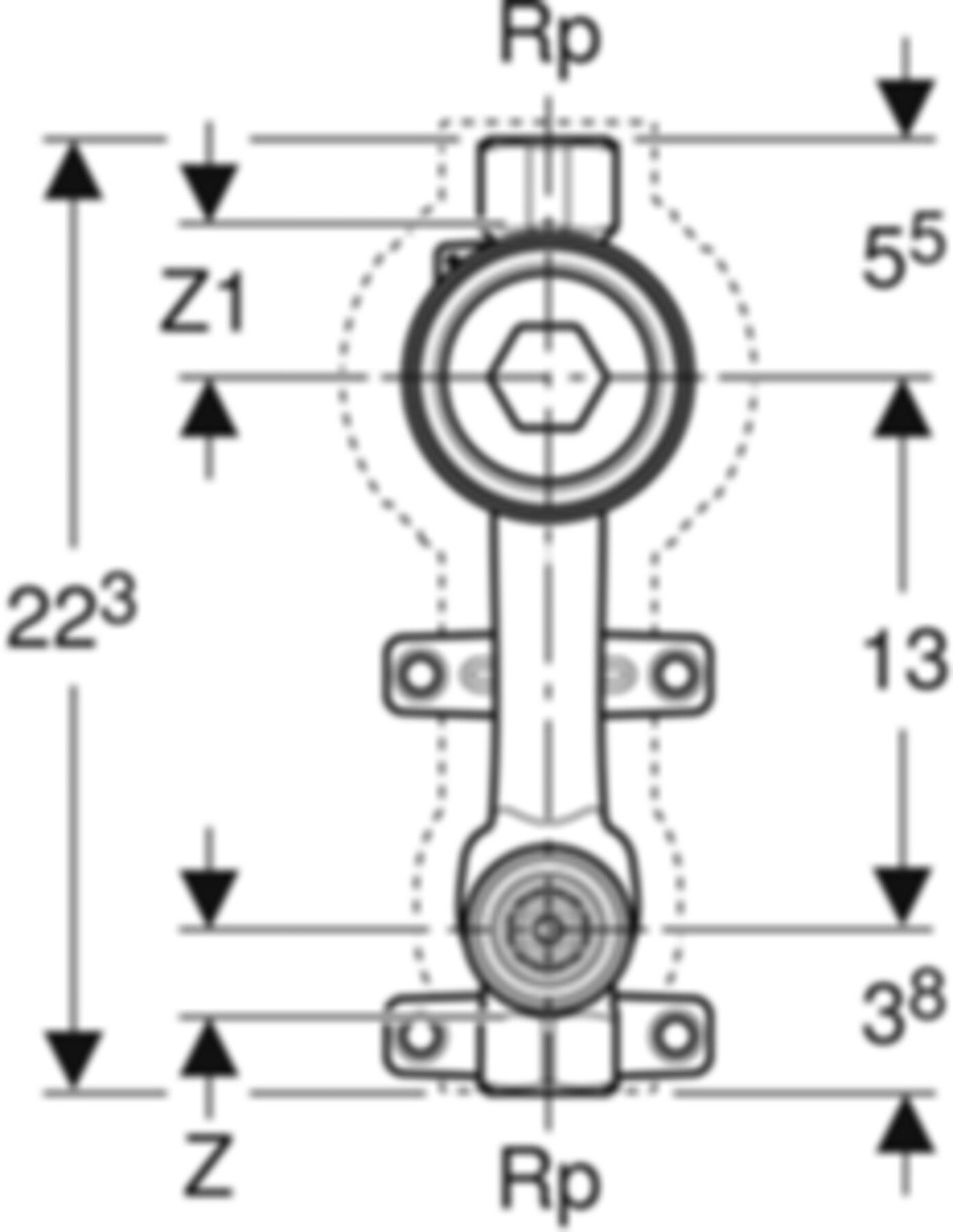 Wasserzählerstrecke 3/4" 603.099.21.1 mit UP-Ventil - Geberit Systemventile / Armaturen