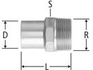 Industry-Übergang mit AG 28mm x 1" mit Einsteckende 80336.28 - Optipress-Industry Formstücke