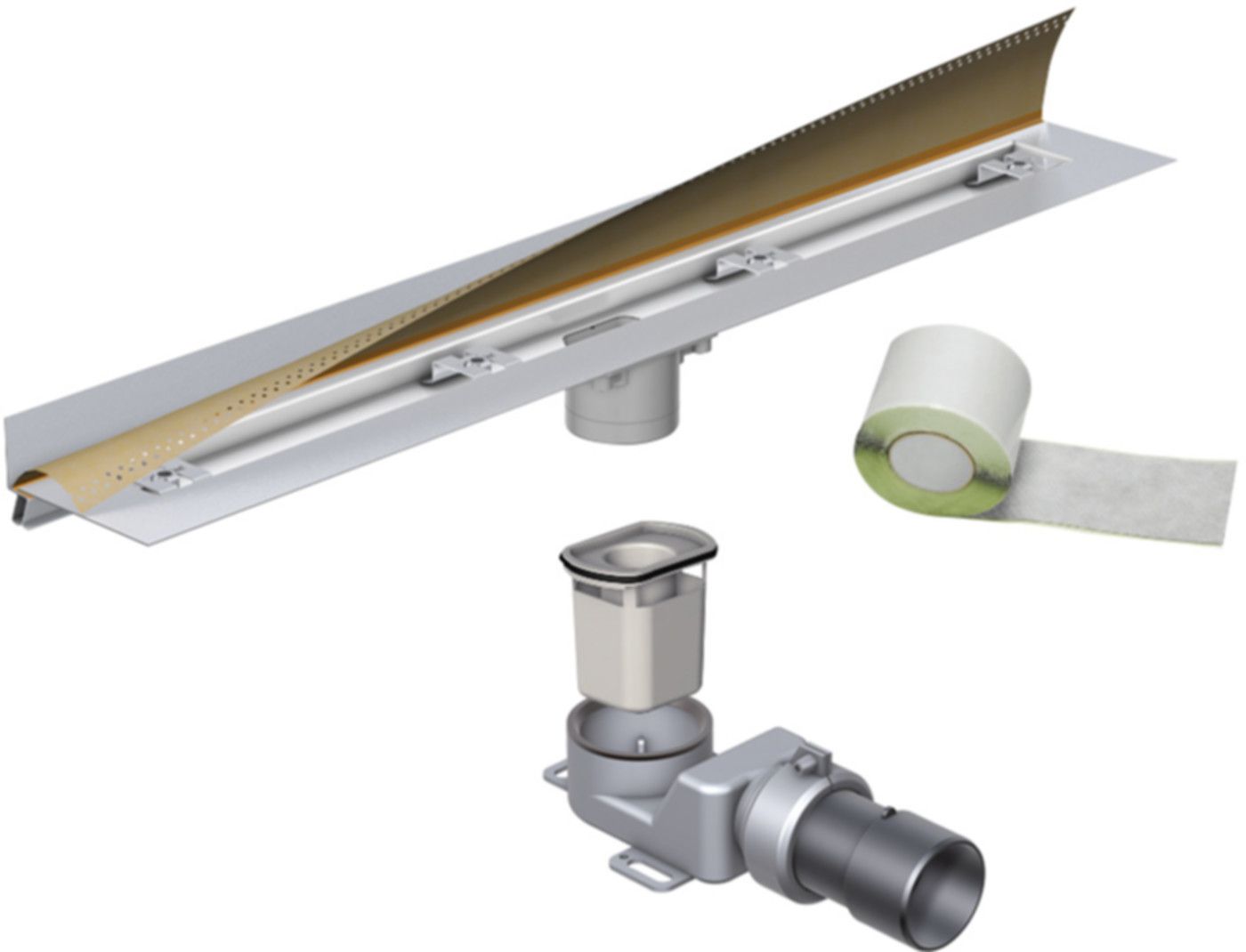 Duschrinnen komplett Aqua SwissLine Flex 900mm Aufkantung hinten 6-AD1090-H4 - SCHACO Entwässerungstechnik
