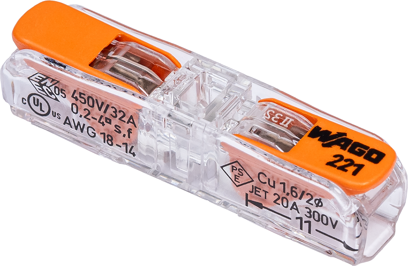 WAGO Durchgangsverbinder 221 2-Leiter 0.2-4 mm², Pack à 12Stk. - Elektrozubehör