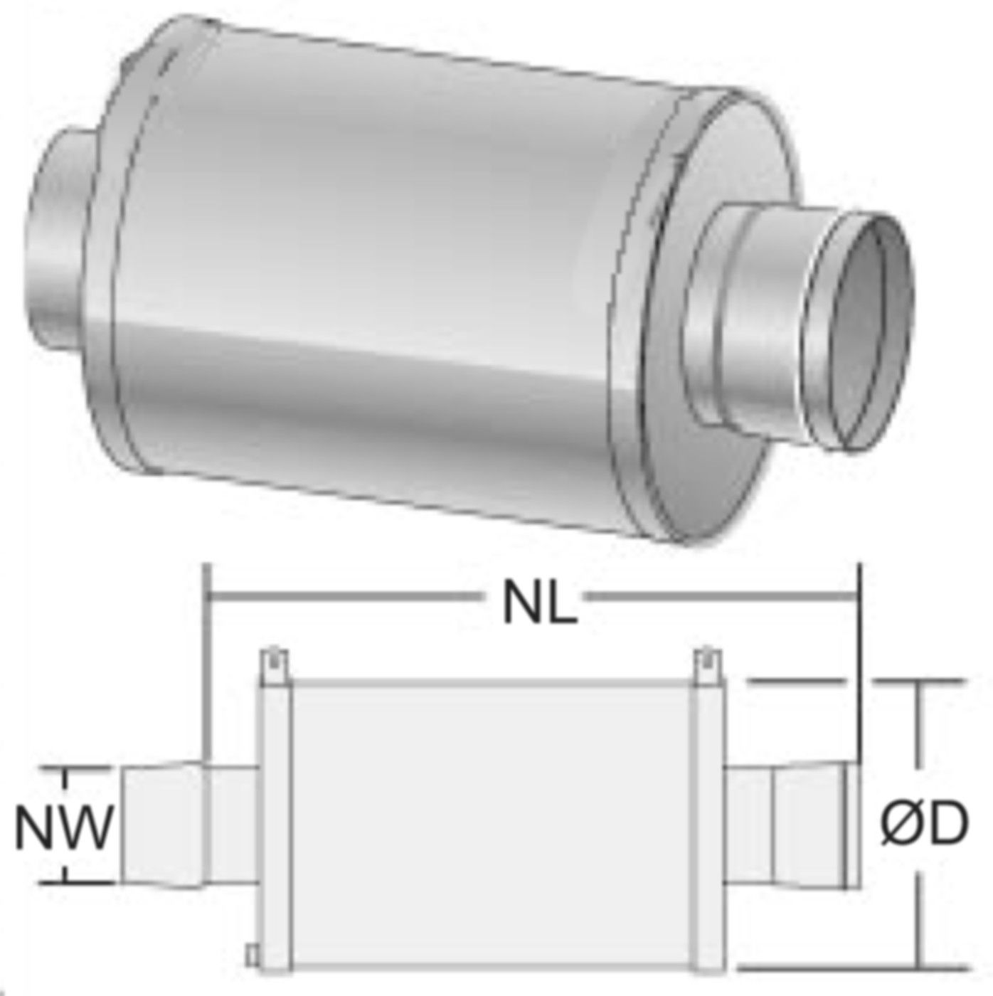 Alkon Schalldämpfer 20 db d 300 mm 6KSD20300 - Kaminsystem V4A einwandig
