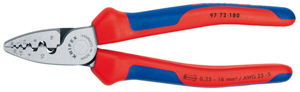KNIPEX Aderendhülser-Presszange 9772-180, Ø 0.25 - 16.0 mm - Zangen, Schneiden