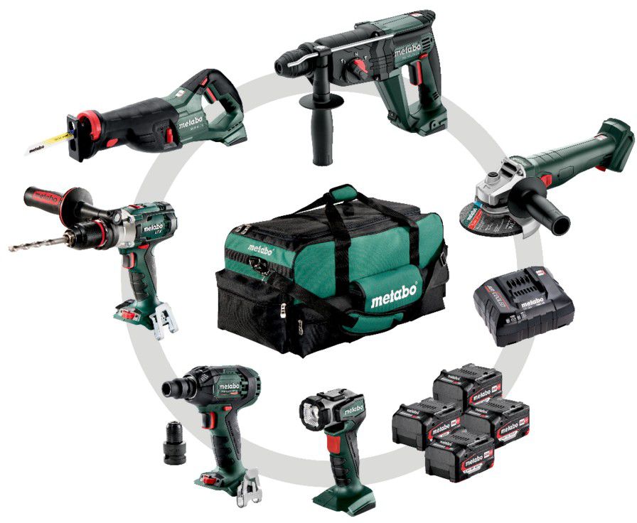 Combo Set Bauhandwerk 6.1 18V , 6 Tools Ladegerät + 4x 4.0Ah - Metabo Elektrowerkzeuge