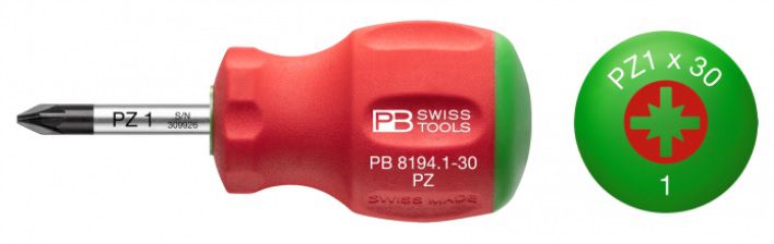 Schraubenzieher Pozidriv kurz PB 8194.1-30,  L= 80mm - Schraubenzieher