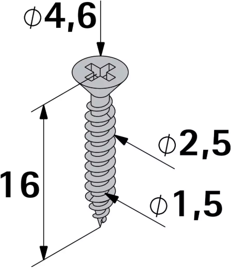 Hettich Senkkopf Schrauben vermessingt, PZ 25 x 16mm, f. St.Scharnier, à 50 S - Diverse Möbelbeschläge und Zubehör