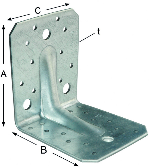 SIMPSON ABR90 Winkelverbinder mit Rippen 105x105x90x3mm, verzinkt - Holzverbinder
