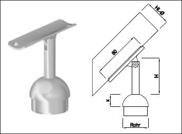 Steckkonsole bewegl mit rund Rohrkappe Pfos 33.7mm,A.vers33.7mm,H100mm,gs - INOXTECH-Handlauf-/Geländer-System