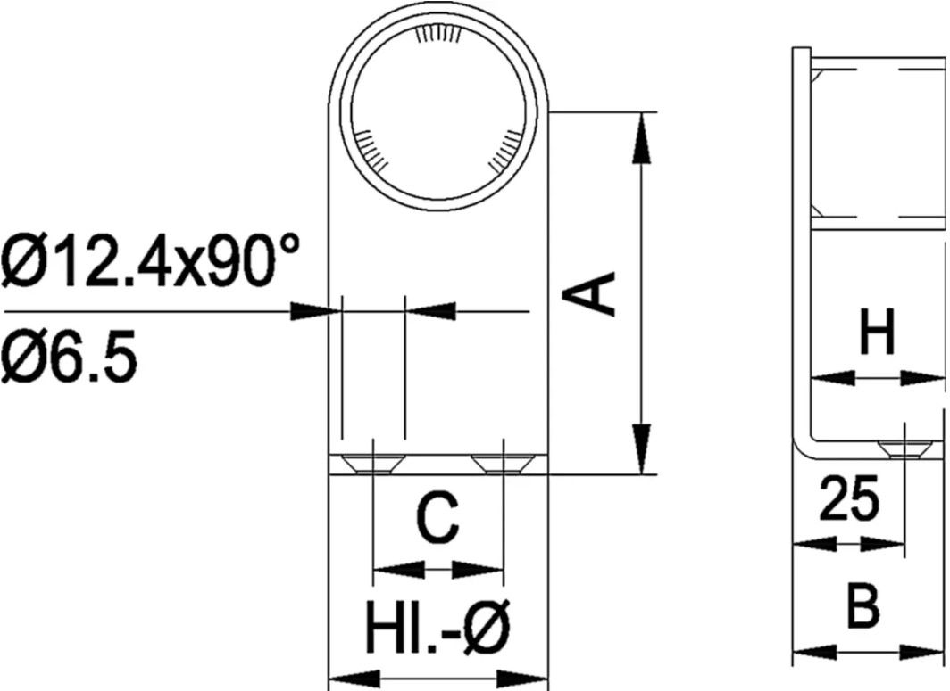 Steckrohrwinkel zu Handgriffrohr 33.7 mm geschliffen 126593 - INOXTECH-Handlauf-/Geländer-System
