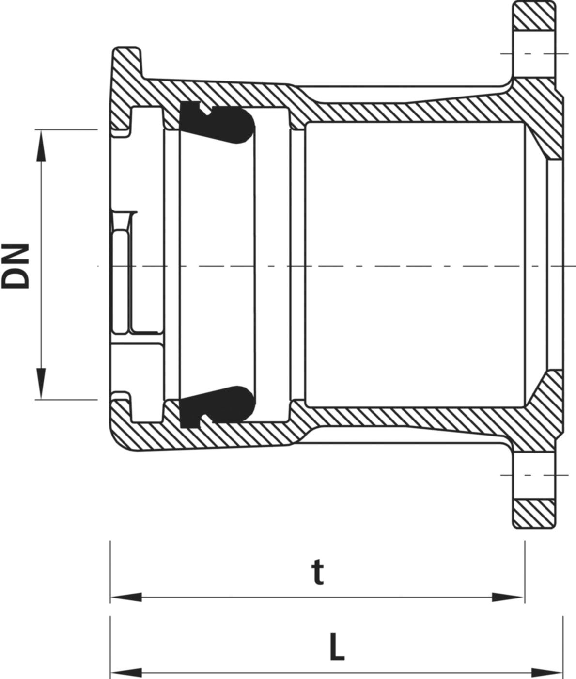 Flansch/Steckmuffen-Stück Baio Gas 5405 DN 100 - Hawle Steckmuffenformstücke