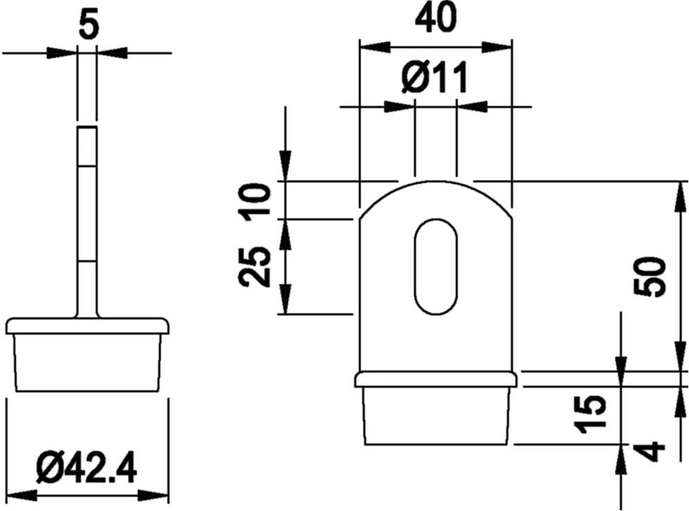 Rohrkappe mit Flansch 42.4 mm geschliffen 1.4301 - INOXTECH-Handlauf-/Geländer-System
