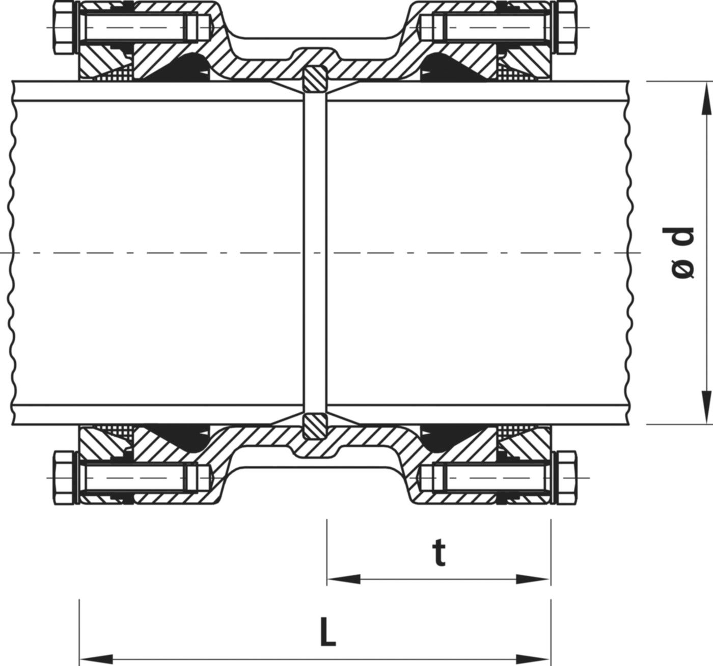 Steckmuffen-Verbinder, für Wasser 7220 d 200mm - Hawle System 2000