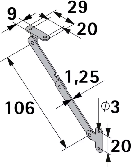 Hettich Mini-Klappenhalter vernickelt, 106mm - Diverse Möbelbeschläge und Zubehör