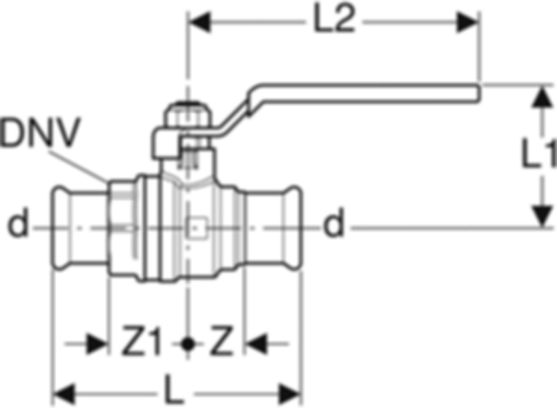 Kugelhahn 42mm 94927 mit Betätigungshebel - Geberit Systemventile / Armaturen