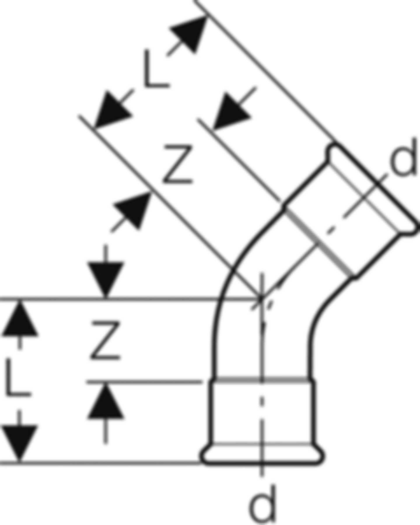Bogen 45° 22mm 34016 - Mapress-Gas-Formstücke