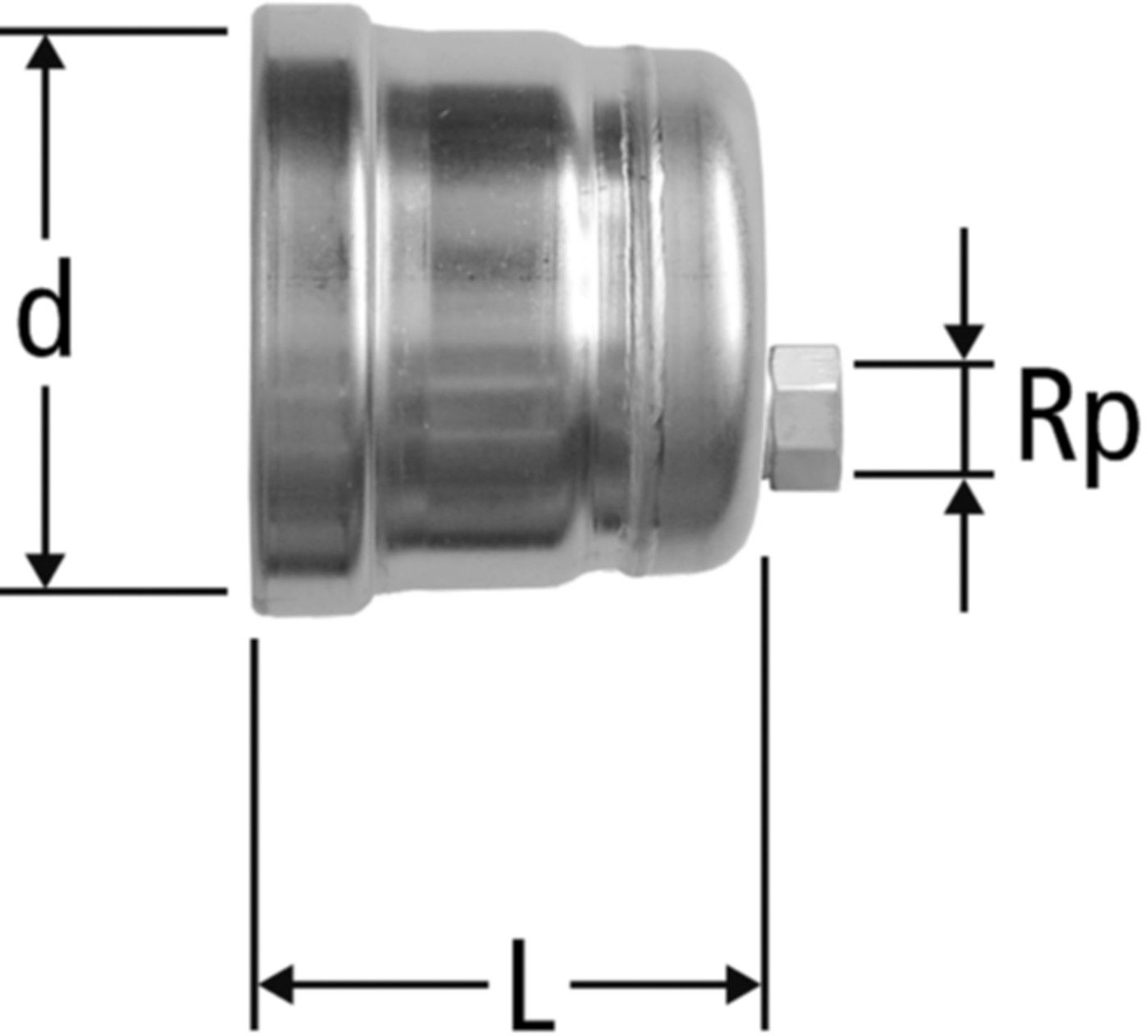 Verschlusskappe 42mm x 1/2" 80026.27 mit Innengewinde exzentrisch - Nussbaum-Optipress-Inox-Fittings