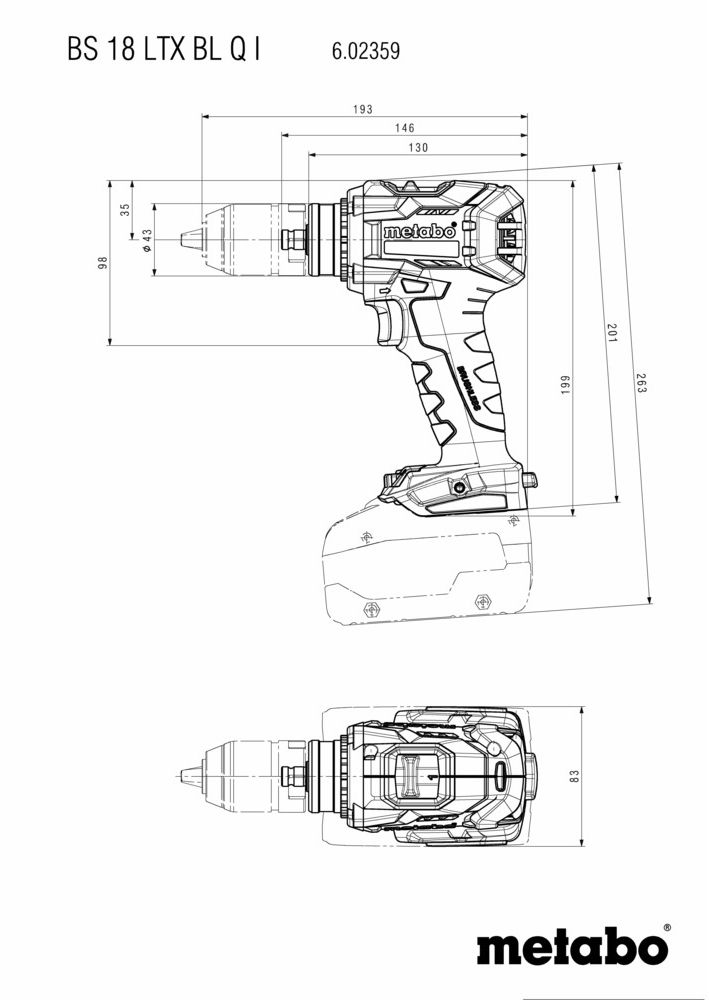 Akku-Bohrschrauber BS 18 LTX BL Q I 18V , 1.5-13mm , 65/130Nm , solo in metaBOX - Metabo Elektrowerkzeuge