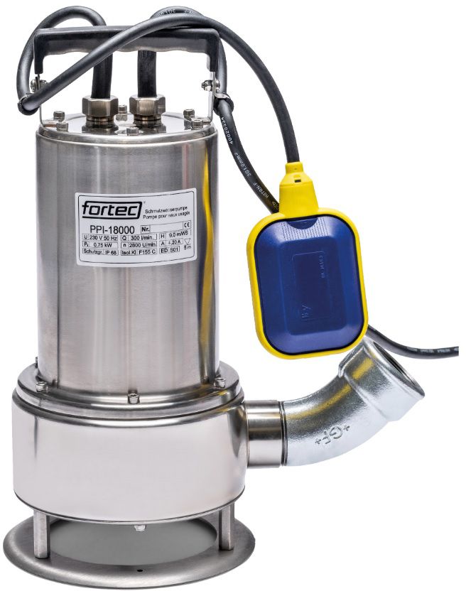 Schmutzwasser- / Fäkalienpumpe, 230V 18'000l/h, 9m, 1.1kW, PPI-18000 - Wasser