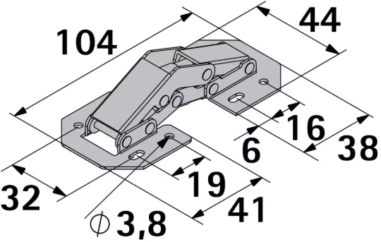 Hettich Federscharnier vernickelt zum Aufschrauben - Diverse Möbelbeschläge und Zubehör
