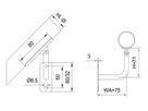 Geschw Wandkonsole eck vert bewegl vers HI. 33.7/ 12 mm links geschl. 1.4301 - INOXTECH-Handlauf-/Geländer-System