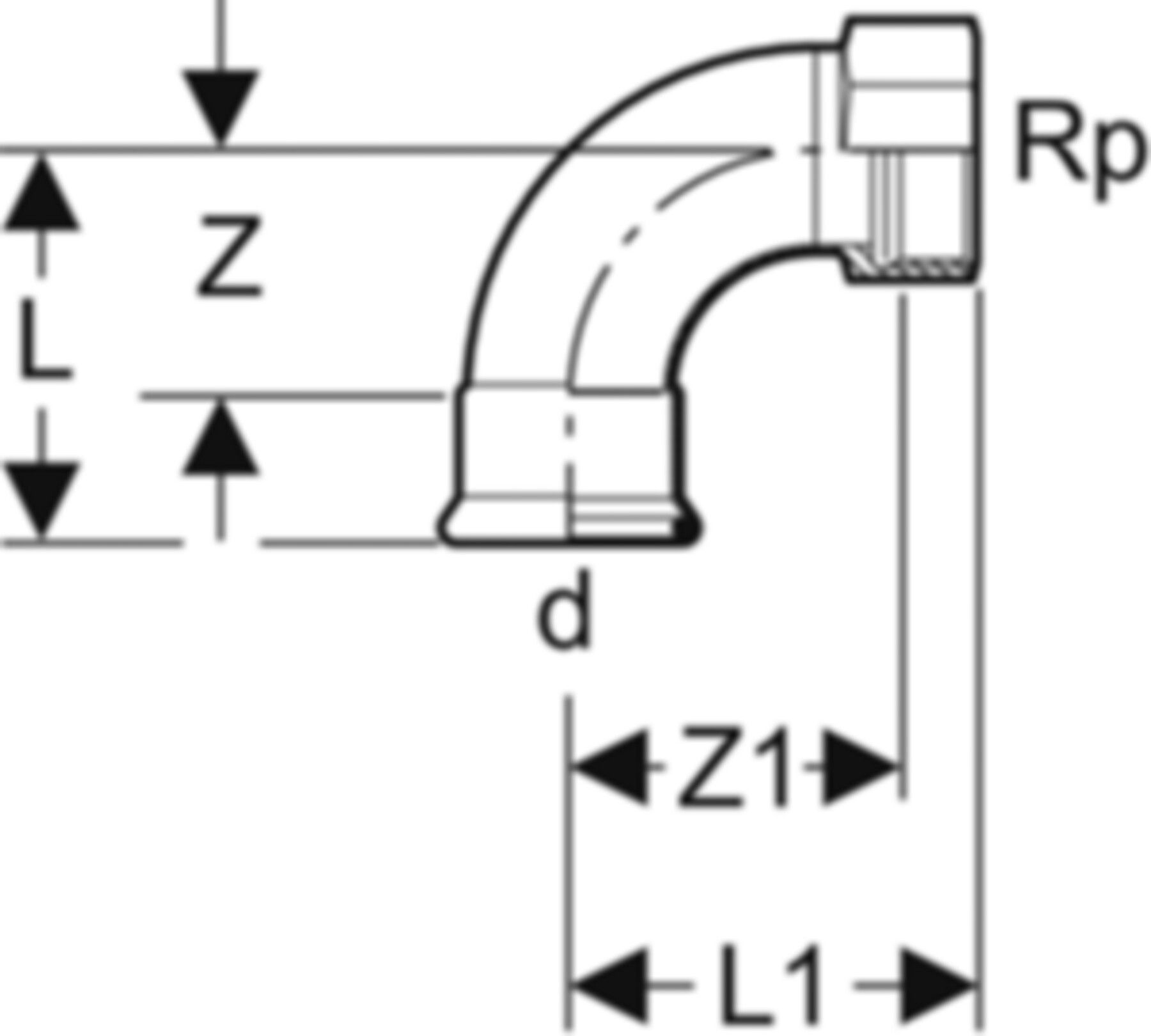 Übergangsbogen 90° m/IG 54mm- 2" 20562 - Mapress-Heizungs-Formstücke
