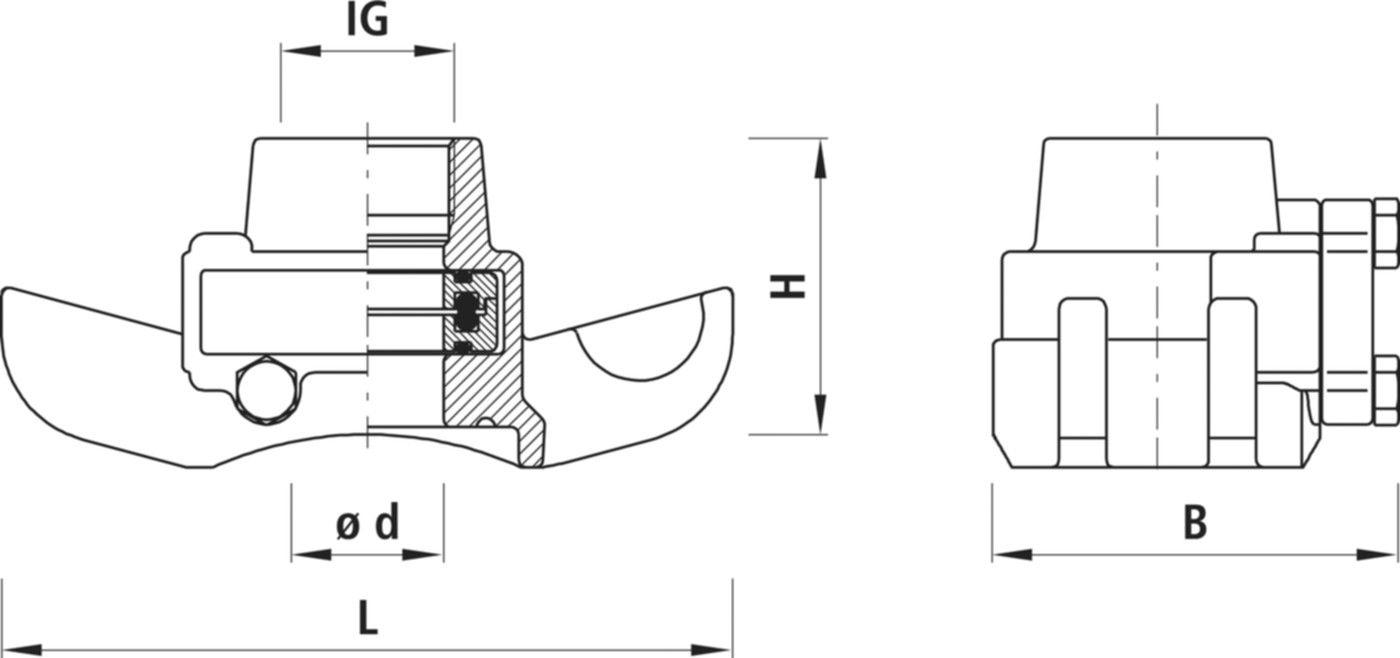 Universal-Anbohr-Sperrschelle Gas 3715 DN 2" - Hawle Hausanschluss- und Anbohrarmaturen