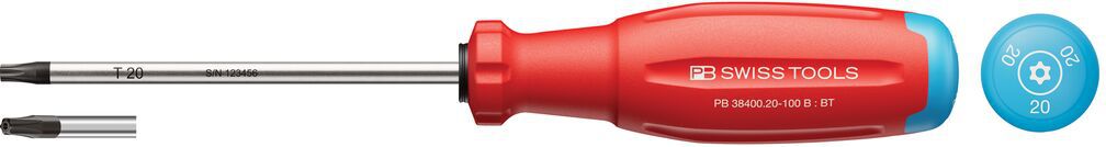 PB Schraubenzieher, SwissGrip Evo, TORX m. bohrung PB 38400 , T20 , L=100mm - Schraubenzieher