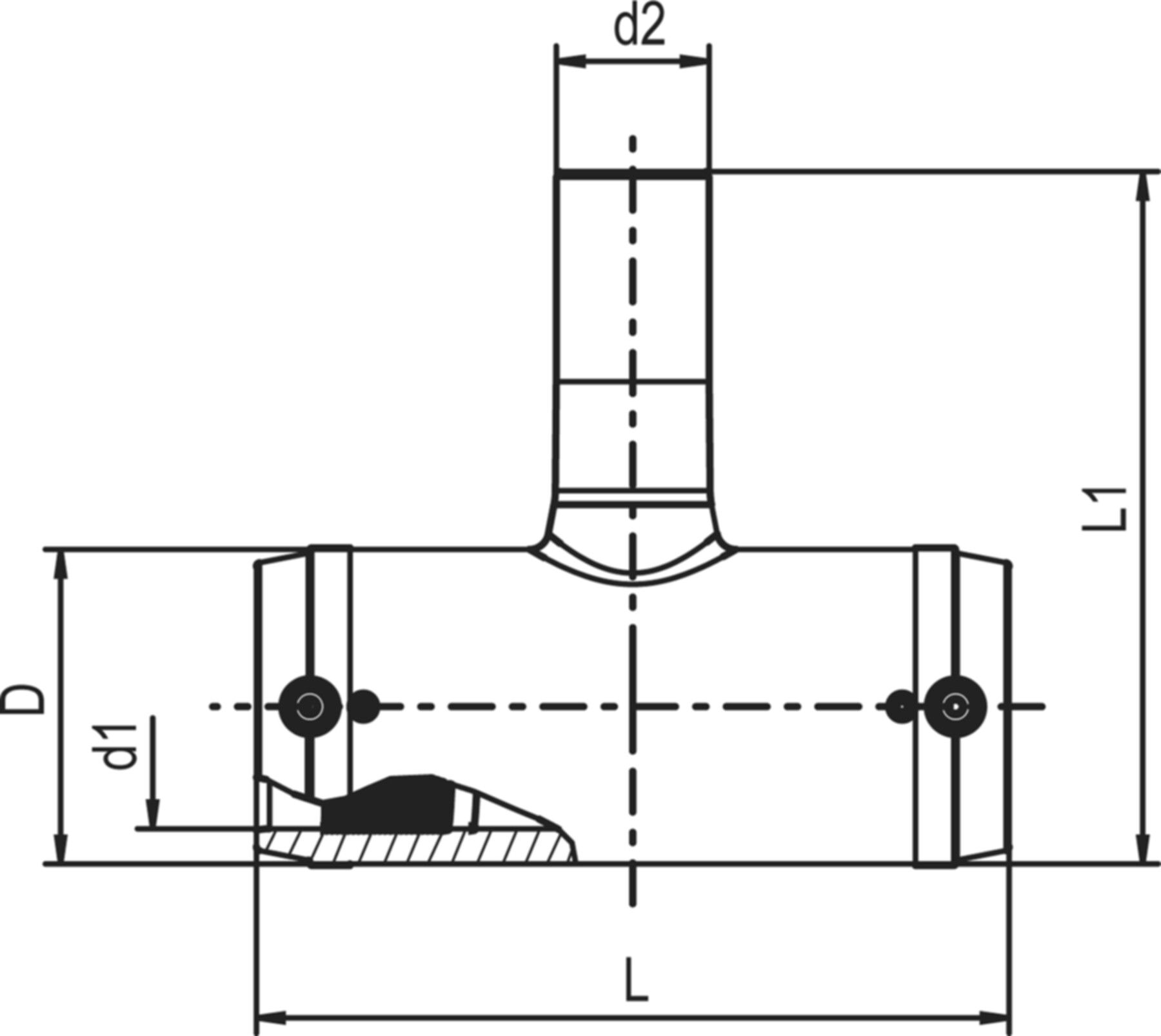 T-Stück reduziert (Karton à 20 Stk.) d 40/32mm    616 418 - Frialen Elektroschweissfittinge
