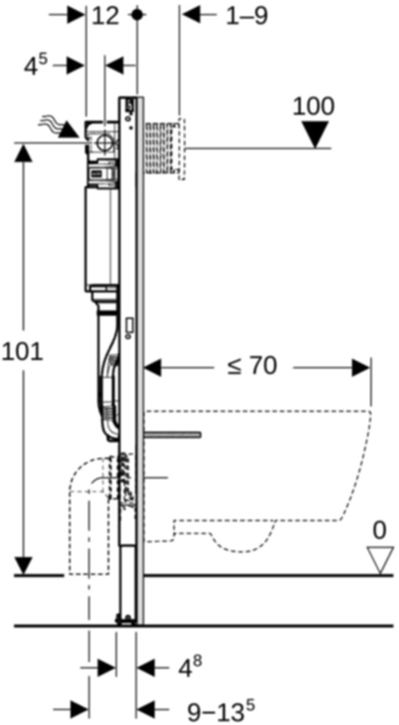 Wand-WC-Element Omega 111.062.00.2 Typ 112 Betätigung von vorne - Geberit-Duofix