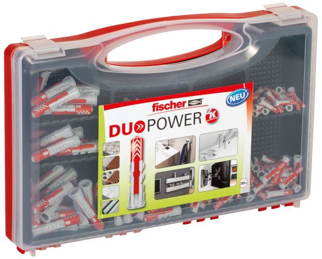 FISCHER Dübelsortiment DUOPOWER Redbox Dübel- und Bohr-Ømm, 5,6,8,10, 280 Stück - Fischer Befestigung