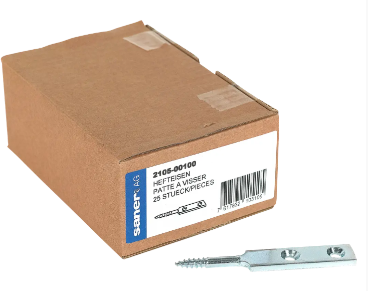 SANER Hefteisen, stark, mit 2 Loch ø6mm 100x16x4mm, verzinkt - Holzverbinder