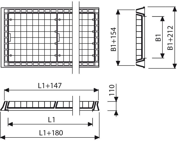 Fig. 2535ME GH0 52 E600 2-teilig LW: 1000 x 2036mm, m.Kontrolld. - Flächenabdeckungen von Roll