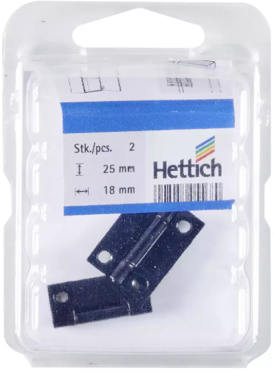 Hettich Scharnier Stahl schwarz, 25 x 18 x 0.8mm, à 2 Stk - Diverse Möbelbeschläge und Zubehör