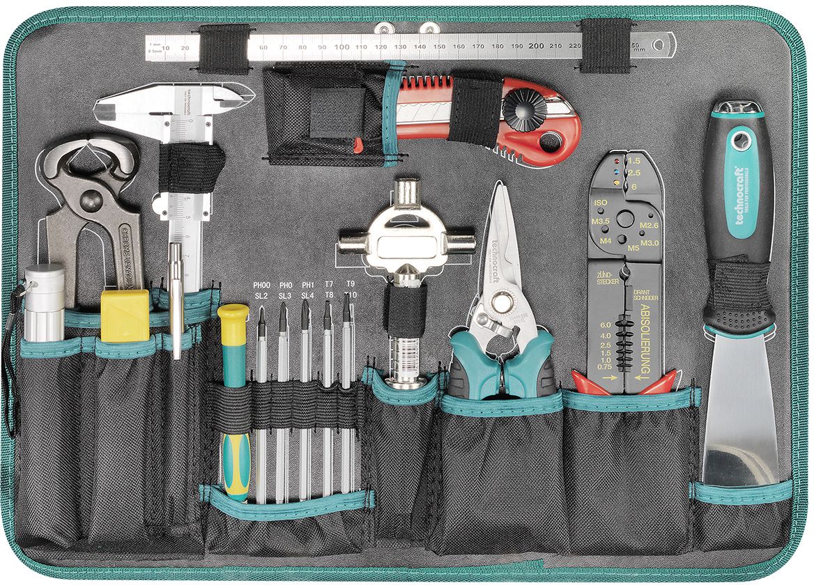 TECHNOCRAFT ABS-Werkzeugkoffer Pro Chrome 185 1/4"+1/2" , PB + Knipex , 185 tlg. - Werkzeugkoffer,Sortimentskoffer,Behälter