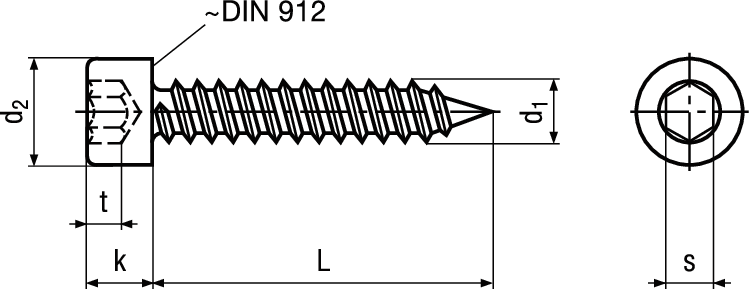 Zyl Blechschr I6kt Spitze~DIN912 A2 BN5359 5,5x38 - Bossard Schrauben