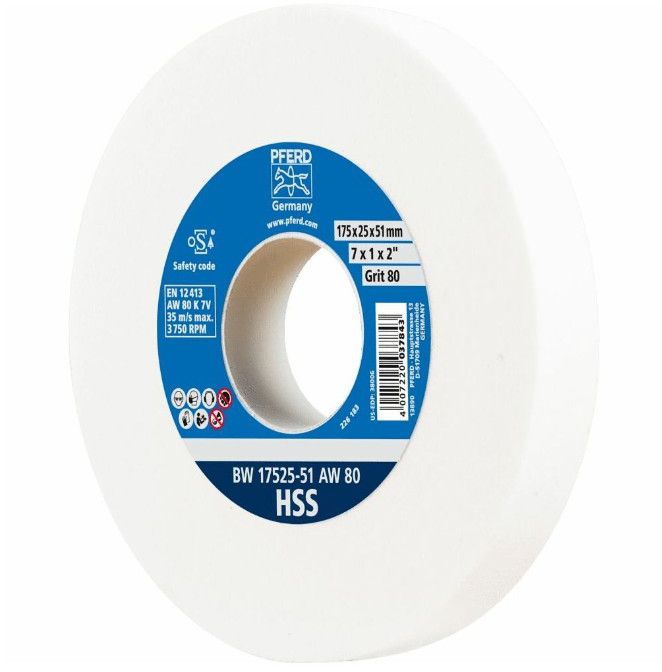 Schleifscheibe, aus Edelkorund, weiss Ø 200 x 25 x 32mm, Korn 80 - Schleifen, Trennen