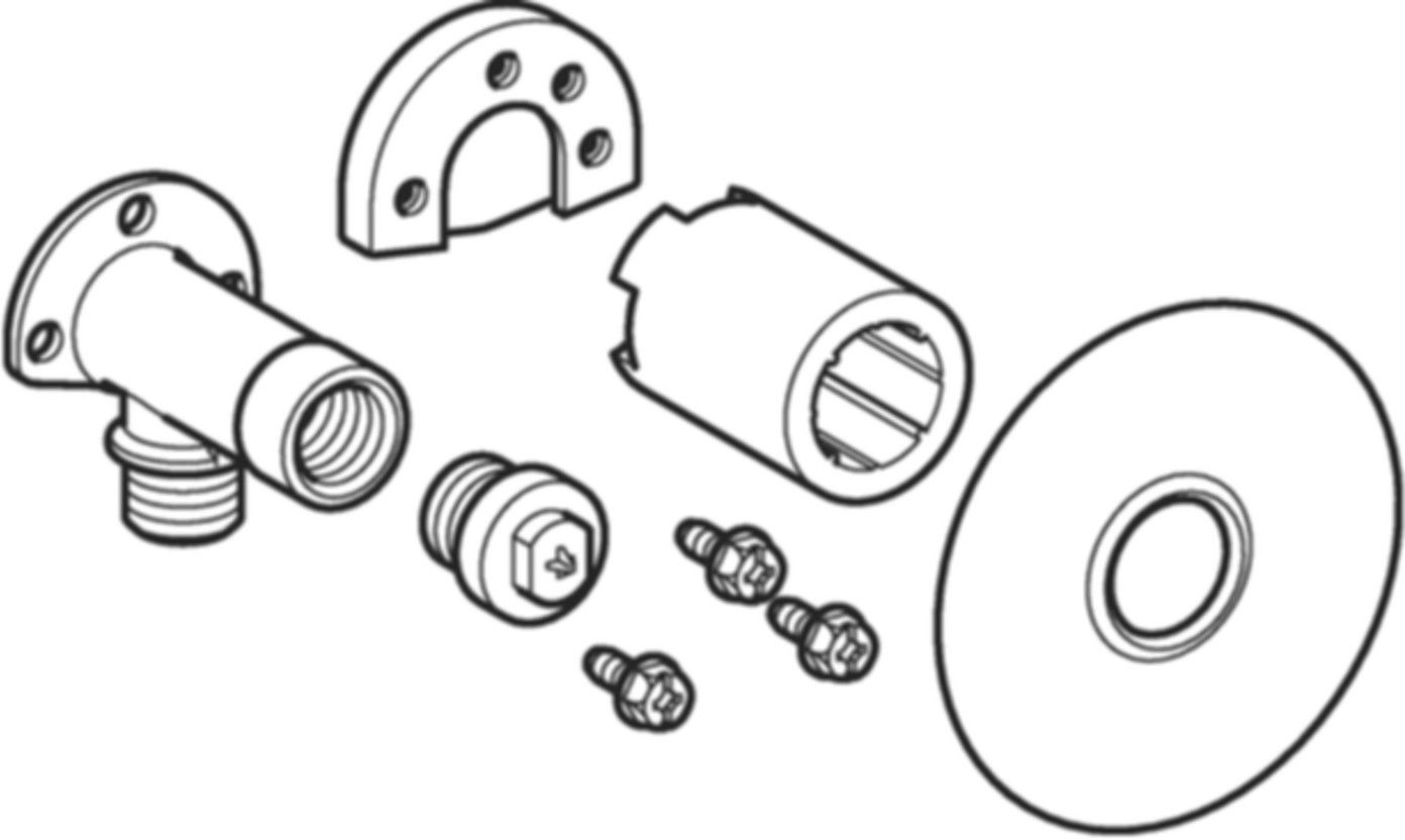 Set Anschlusswinkel 1/2"- MF1/2" 465.034.00.2 mit Aussengewinde - Geberit-Push Fit-Formstücke