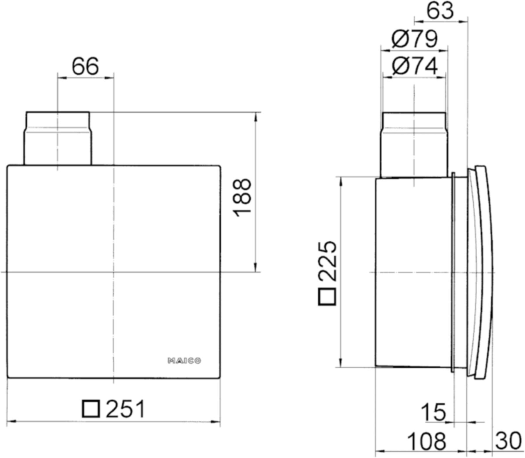 Einrohrlüfter Ventilatoreinsatz Fördervol. 60 m3/h 36 dB ER 60 VZC - Ventilatoren