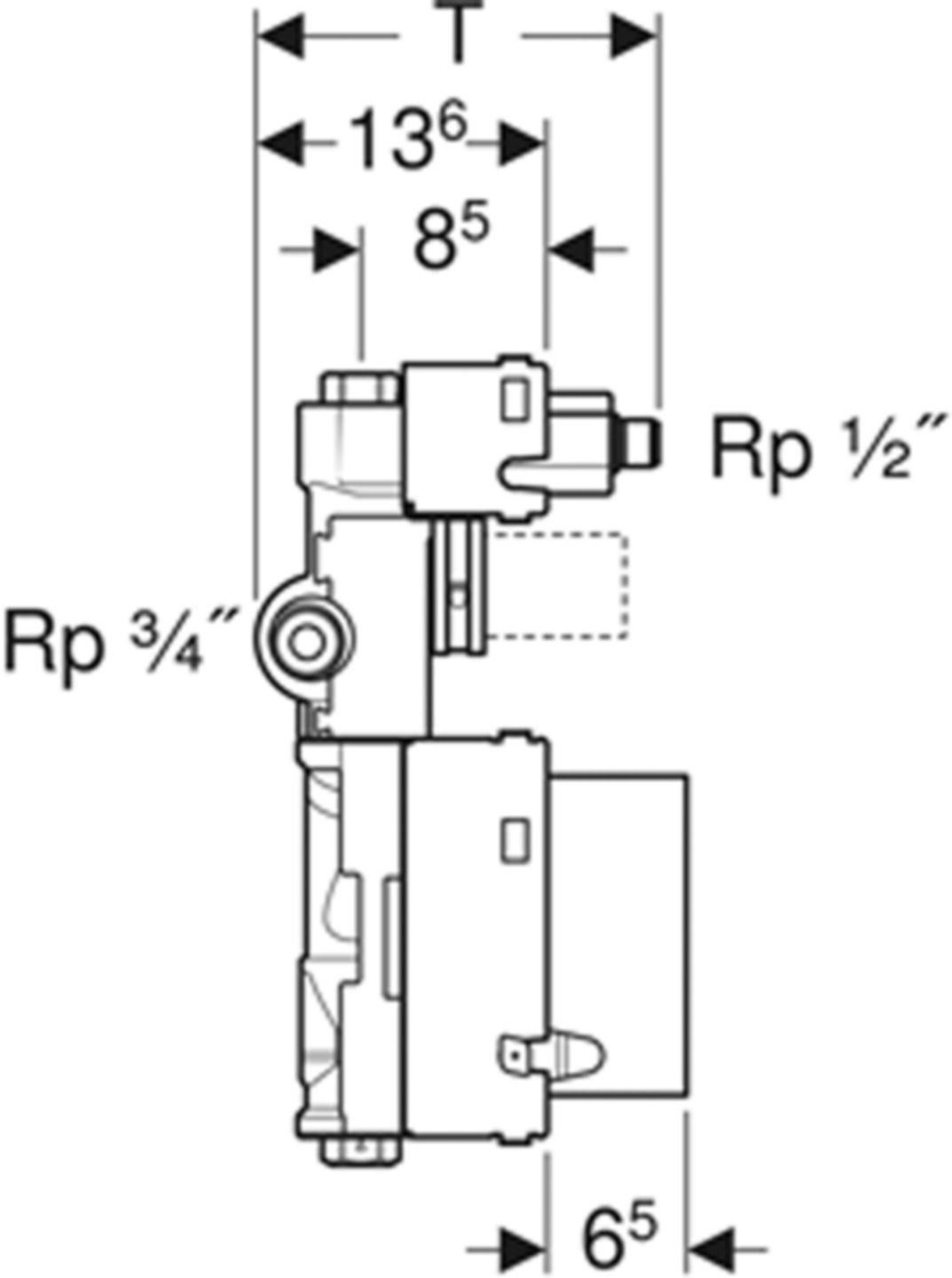 GIS-Waschtisch-Set Standarm.461.157.00.2 mit 2 Wasserzählerstrecken mit UP-Ventil - Geberit Systemventile / Armaturen