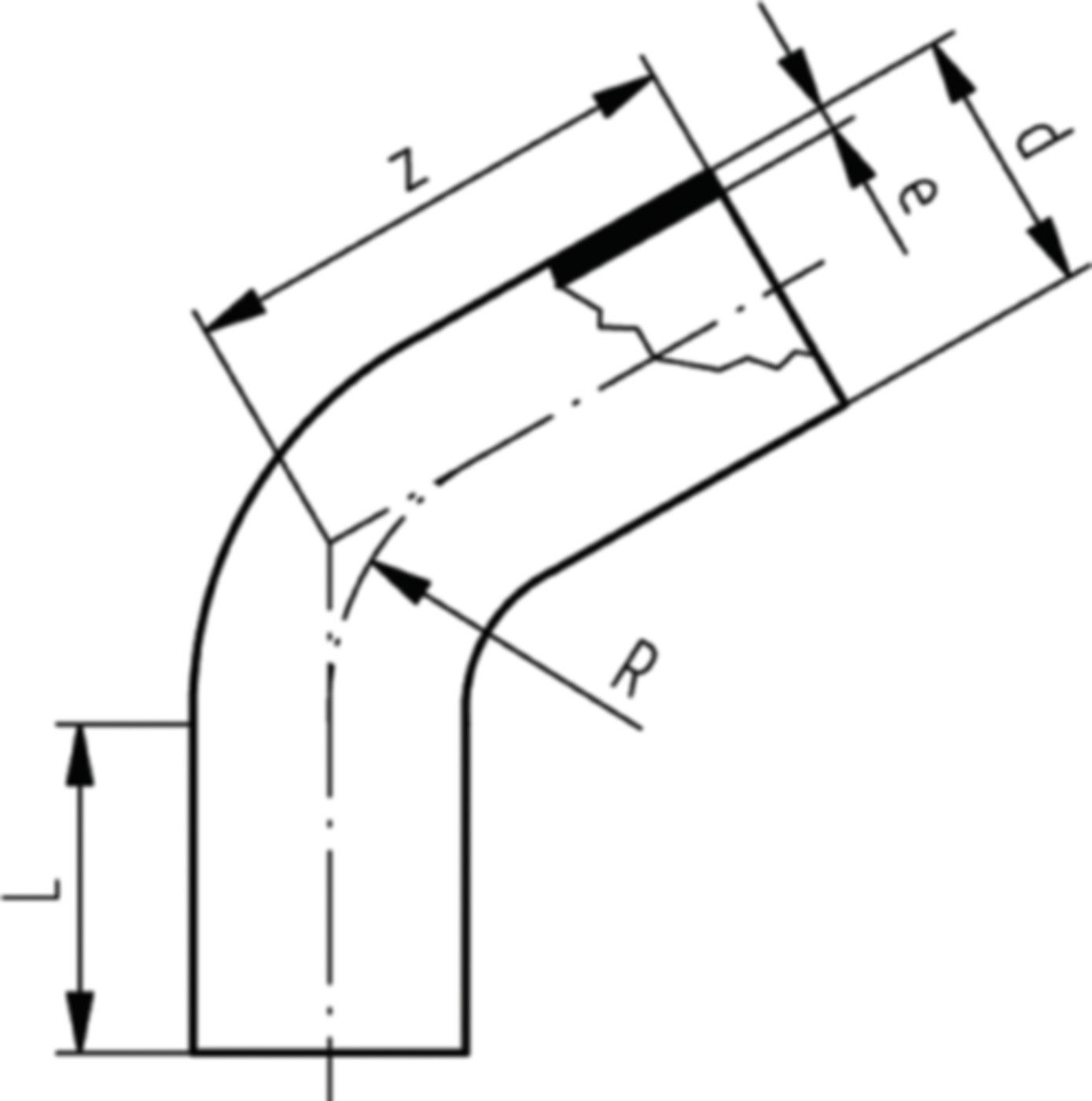Bogen 60° nahtlos PE100 S8 PN 10 d 110mm 753 070 814 - PE100 Stutzenformstücke langschenklig