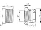 Messing-Red-Nippel 1"- 3/4" flachdichtend, kurzes Gewinde - Messing-Gewindefittings