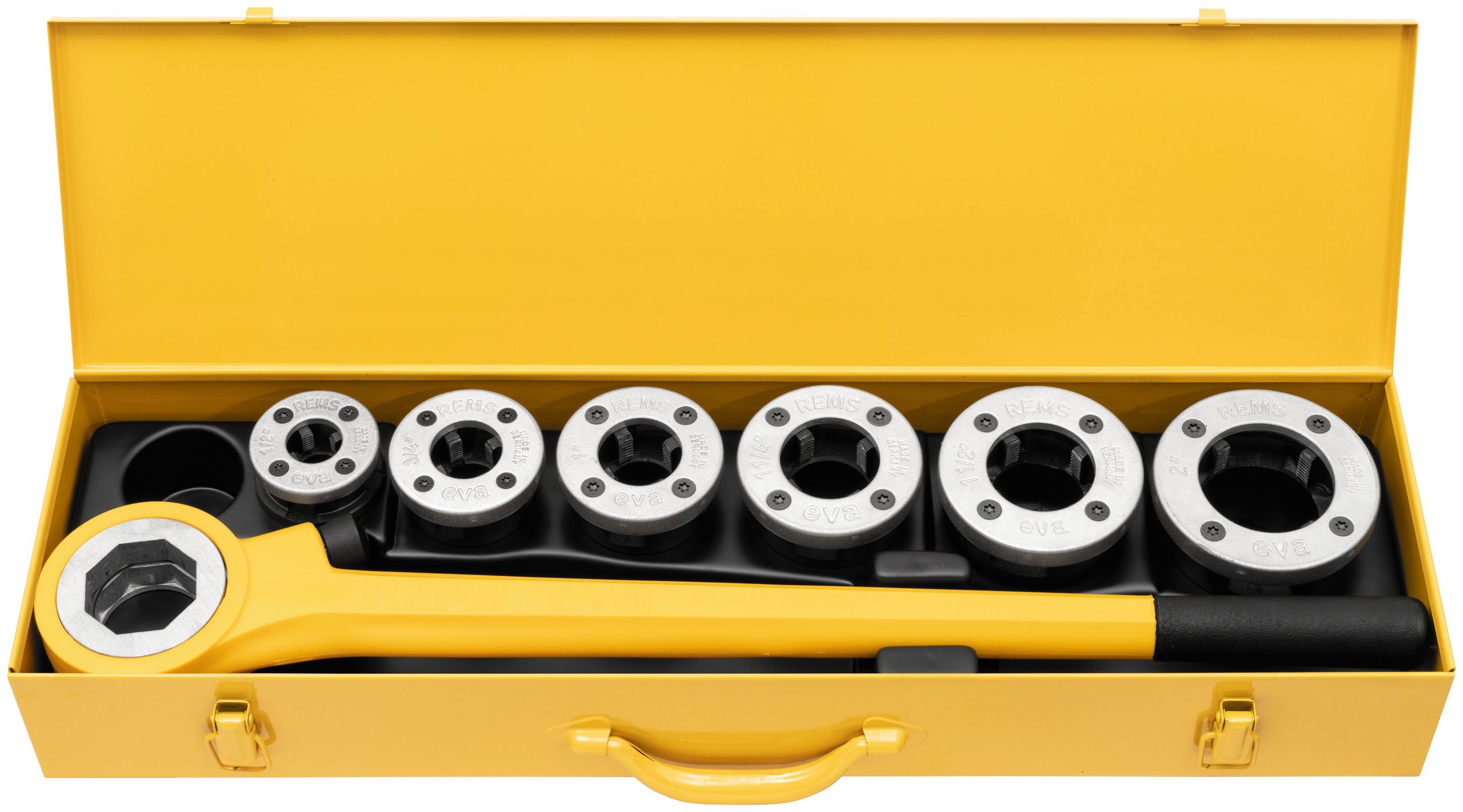 REMS Schneidkluppe Eva Set 520017, R 1/2"-3/4"-1"-1 1/4"-1 1/2"-2" - Sanitärwerkzeuge