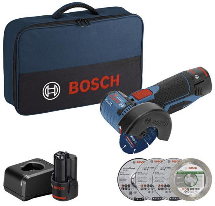 Akku-Winkelschleifer GWS 12V-76 12V, Ø 76mm, 19.500/min, 2 x 2.0 Ah, Tasche - Bosch Elektrowerkzeuge