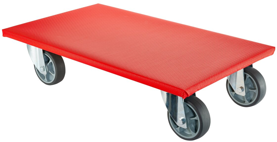 Transportroller rot, 4x TPE Gummi Lenkrollen 350x600 mm, Tragkraft bis 330kg - Transportgeräte