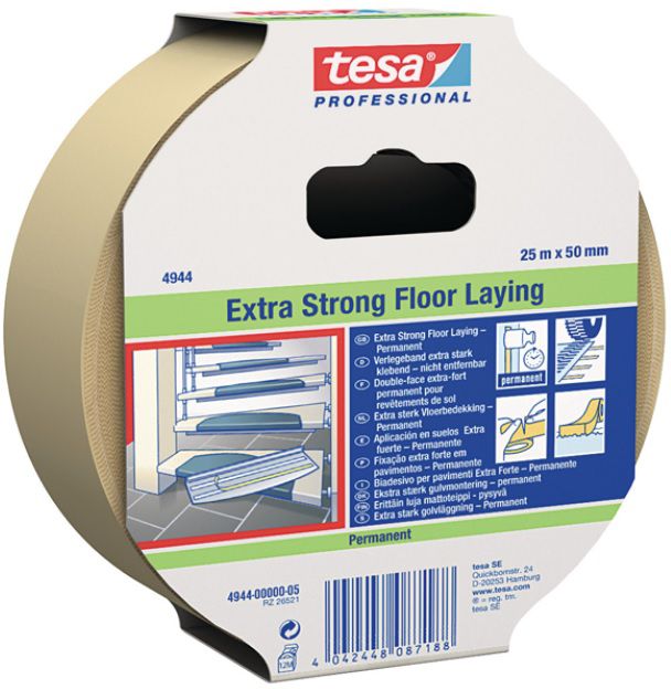 TESA Verlegeband extra permanent, für Teppich B= 50mm, L= 25m, Art. 3212602 - Kleben