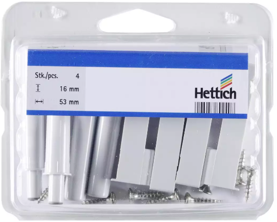 Hettich Anschlag-Türdämpfer Kunststoff grau, 16 x 53mm, à 4 Stk - Diverse Möbelbeschläge und Zubehör