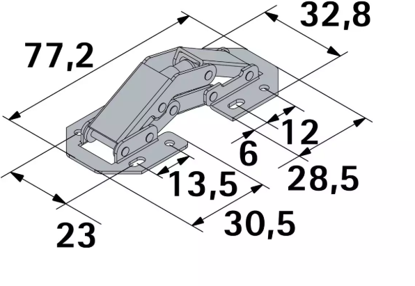 Hettich Federscharnier vernickelt, zum Aufschrauben, MINI - Diverse Möbelbeschläge und Zubehör