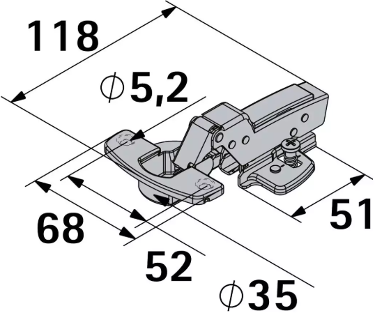Hettich Topfscharnier Sensys Innenliegend, vernickelt, Bohrloch-Ø 35 mm, à 2 St - Diverse Möbelbeschläge und Zubehör