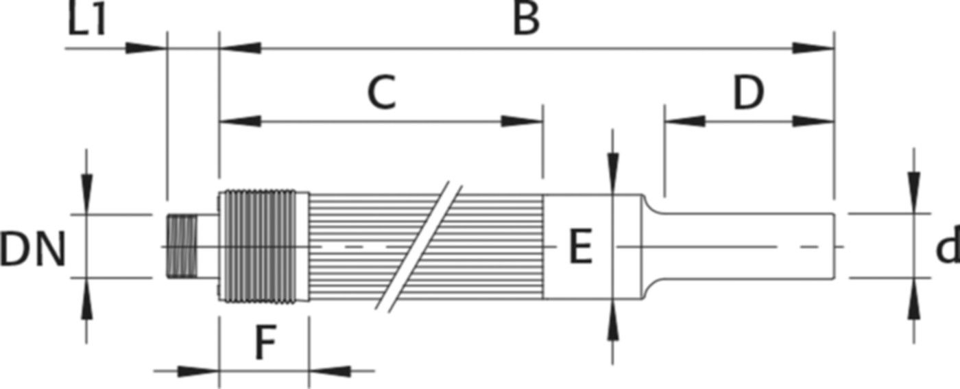 RMA Hauseinführung für Gas PN 5 Typ B, gerade d 63mm - 1 1/4" AG - Wild Gebäudeeinführung