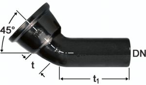 STM-Bögen 45°, 1-Muffig  Fig. 2822 (MK 45) vonRoll hydro