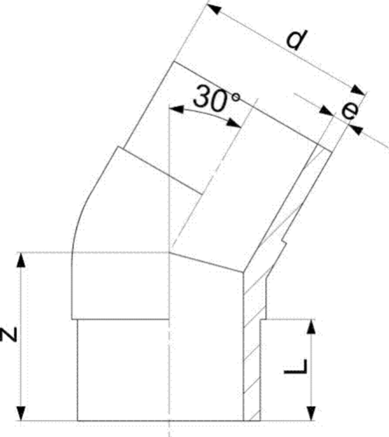 Winkel 30° segm. PE100 S5 PN 16 d 75mm 753 120 912 - PE100 Stutzenformstücke langschenklig